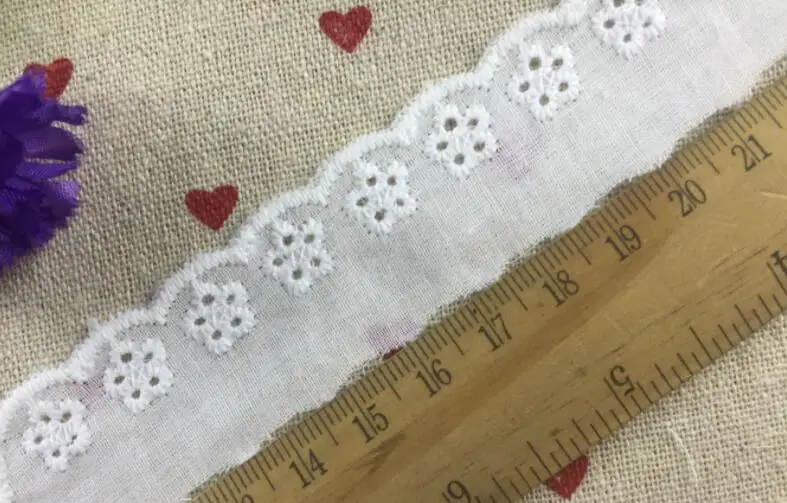 Cotton Cloth Embroidery White Lace Trim 10 Meters/lot 2.5cm Width For Lace Fabric Sewing Accessories