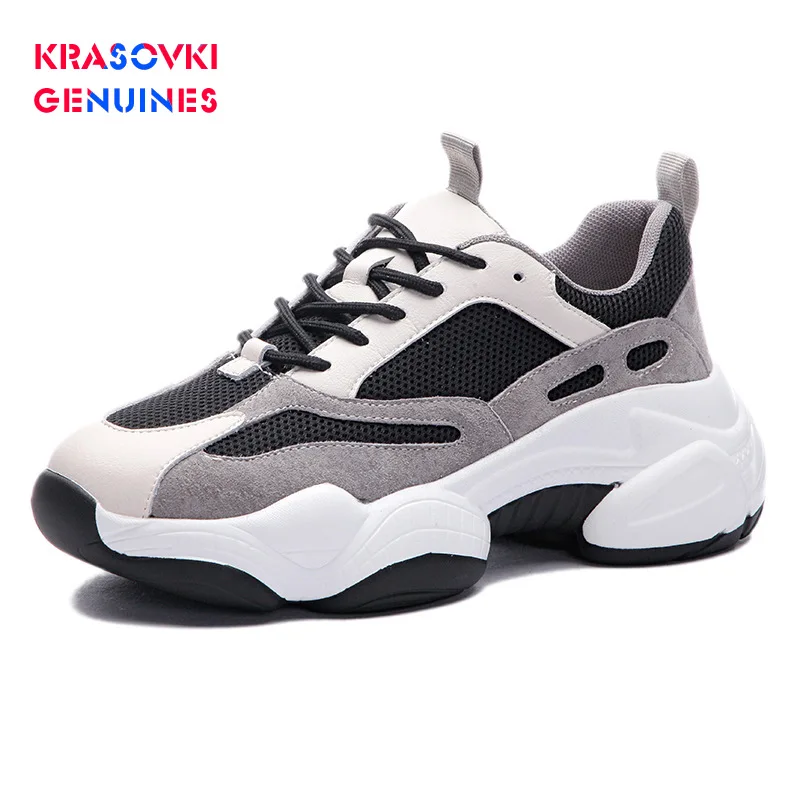 

Krasovki Genuines Sneakers Women Fashion Autumn Dropshipping Thick Bottom Mixed Colors Mesh Breathable Leisure Women Shoes