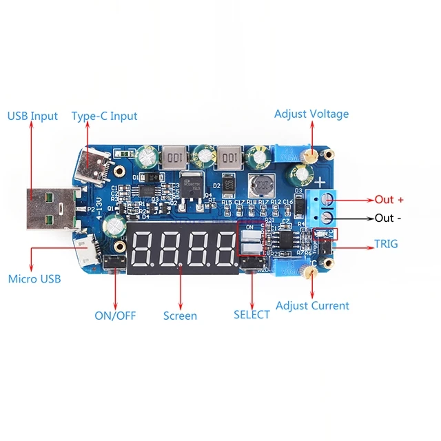 

A7-- DC-DC 15W Adjustable CC CV USB 5V to 3.3V 9V 12V 24V 30V Step Up/Down Power Supply Boost Buck Converter Module with Shell C