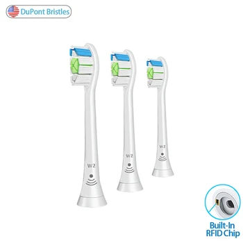 

3 Pcs Diamond Clean W2 Electric Toothbrush Heads Compatible With Philips Sonicare Universal With RFID Chip HX3 HX6 HX9 Series
