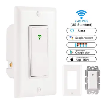 

Tuya/Smart Life White Decorator Rocker Wifi Light Switch/Wireless Wifi Smart Wall Switch