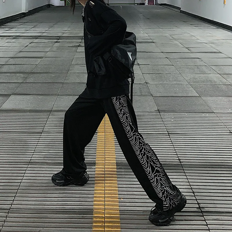 LMCAVASUN Harajuku прямые брюки спортивные брюки для мужчин и женщин уличная хипстер эластичная талия повседневные осенние