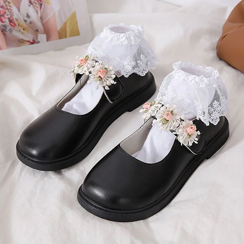 

2024 Spring Autumn New British Style Wedding Leather Shoes Women's Flat Shoes Platform Shoes Grandma Shoes Lok Fu Single Shoes