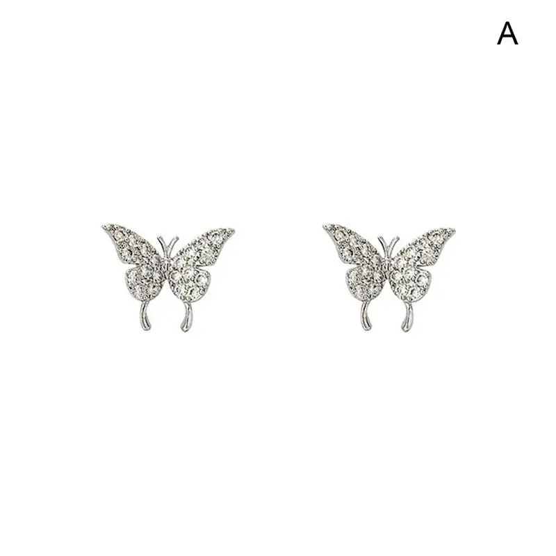 Zircon Butterfly Earrings Minimalist Fairy Shiny Exquisite Unique Ear Bone Clip No Piercings Earrings For Women Jewelry Supplies
