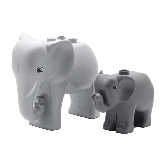 Zoo Animals Series Set Big Size Building Blocks Assemble Accessories Cute Birds Beasts Elephant Tiger Bricks Education Toys Kids Two elephant B