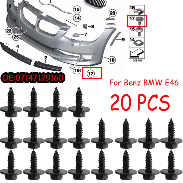 Pare-choc pour BMW E46 E92 E90 F10 lot de 40 pièces de rondelles de vis à  écrou en métal Clip en U protection de moteur vis croisées - AliExpress