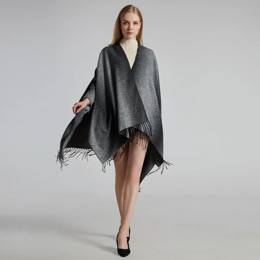 

Autumn/Winter 2020 scarf shawl double-sided gradient-colored soda flower fork large shawl tour outside camping cloak.