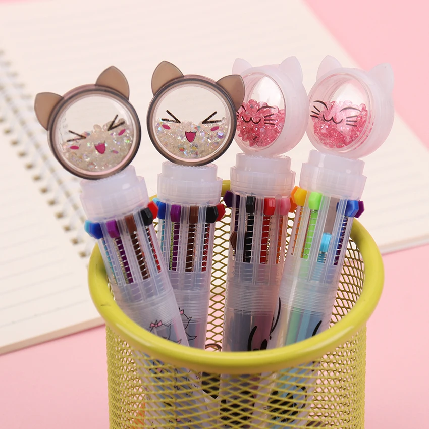 Креативная многоцветная шариковая ручка, милая масляная ручка, канцелярский пресс, 10 цветов, масляная ручка для студентов, детей, офисные и школьные принадлежности