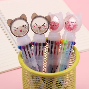 

Creative Multicolor Ballpoint Pen Lovely Oil Pen Stationery Press 10 Color Oil Pen For Student Children Office & School Supply