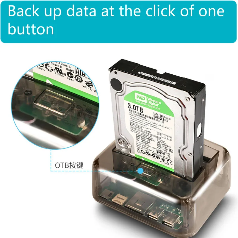 2," /3,5" док-станция для жесткого диска 2 положения ID SATA для usb 3,0 прозрачная поддержка 12 ТБ хранения с muti-card reader