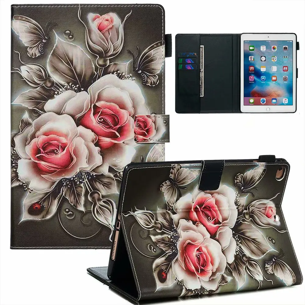 Цветной чехол из полиуретановой кожи для планшета для Ipad 9,7 Air 1 2 Ipad 5 6 9,7 дюймов Универсальный чехол-подставка+ ручка - Цвет: 10