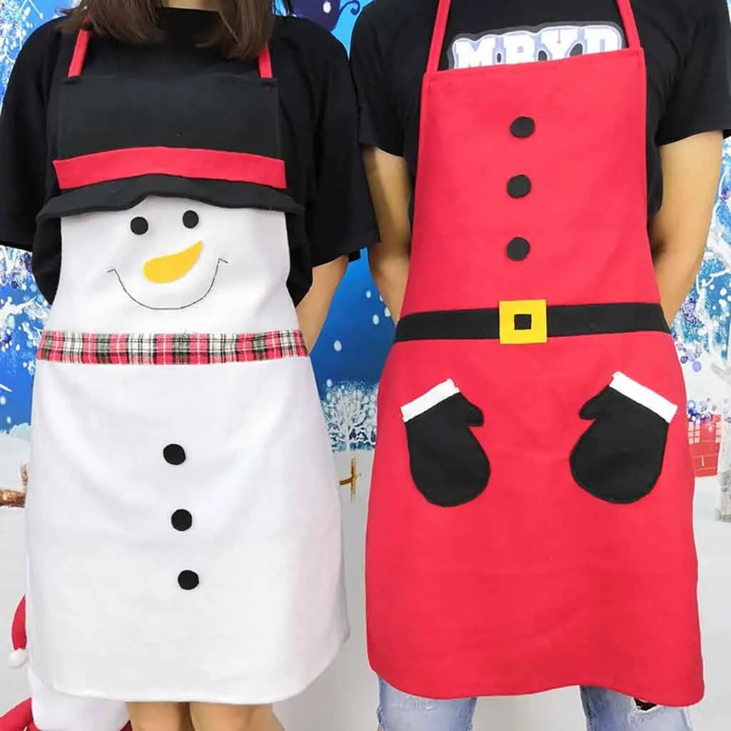 

Lolve Snowman Santa Claus Apron Christmas Cartoon Santa Claus Aprons Bar Waiter Kitchen Cooking Apron Home Decor Xmas New Years