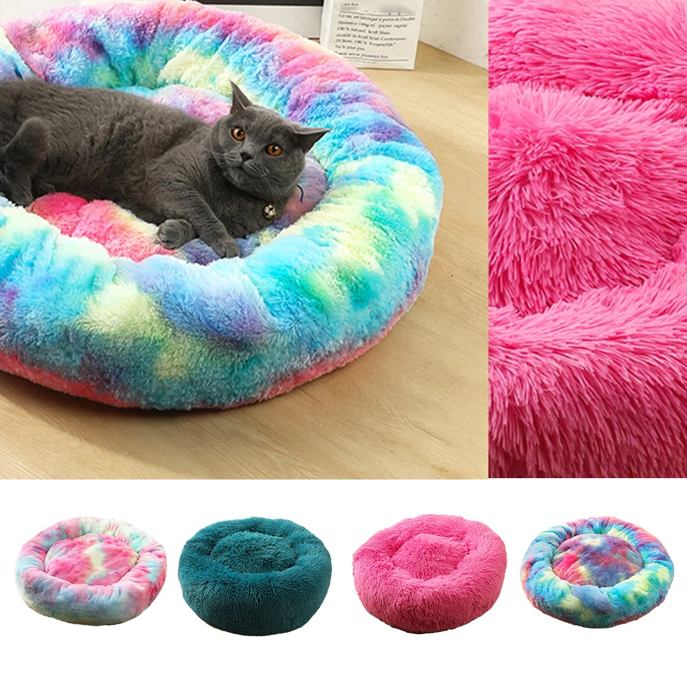 

Portable Cat Supplies Soft Cat Bed Long Plush Super Soft Pet Bed Kennel Dog Round Cat Winter Warm Sleeping Bag Puppy Cushion Mat