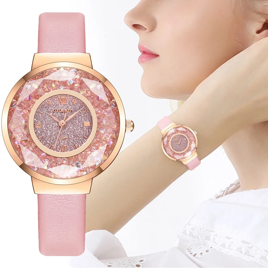 

Brand Luxury Women's Watches Pink Starry Sky Ladies Watch Quartz Wristwatch Casual Simple Leather Women Watch Relogio Feminino#W