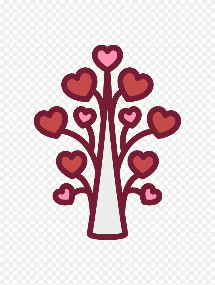 心图标-手绘心形图案树