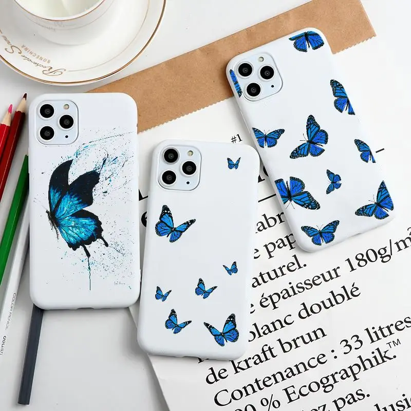 Off White чехол для телефона iPhone 5 6 6S 7 7s 8 Plus X xr xs 11 12 Mini Pro Max Monarch голубая бабочка с
