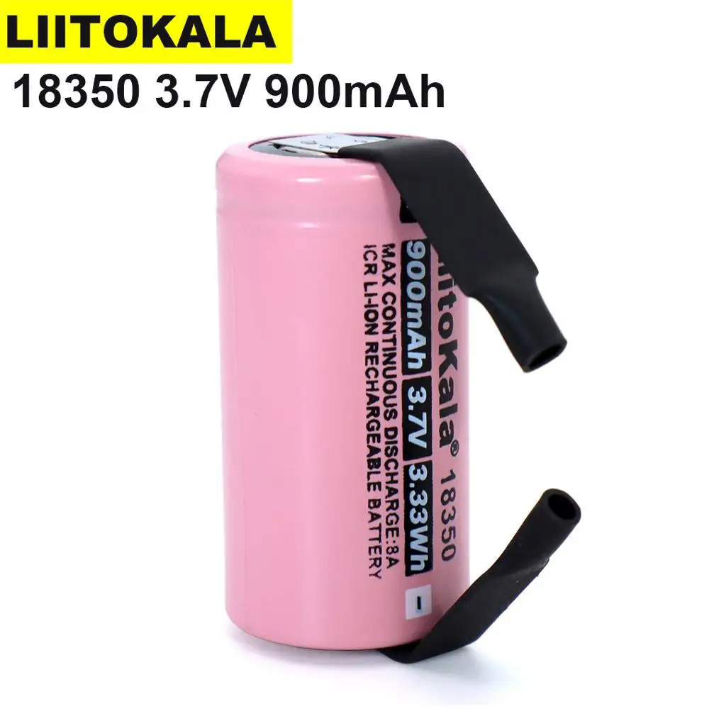 Перезаряжаемый литиевый аккумулятор Liitokala ICR 18350 900 мАч 8 А 3 7 в цилиндрическая