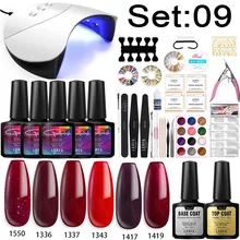 Modelones, 31 шт./лот, 36 Вт Светодиодная лампа, Гель-лак для ногтей, маникюрные инструменты, наборы для ногтей, долговечная гелевая основа, верхнее покрытие, Набор лаков для ногтей