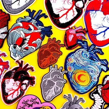 

DIY Embroidery Heart Patch Van Gogh Iron On Patches For Clothing Punk Patch Embroidered Patches For Clothes Badge Stripe Sticker