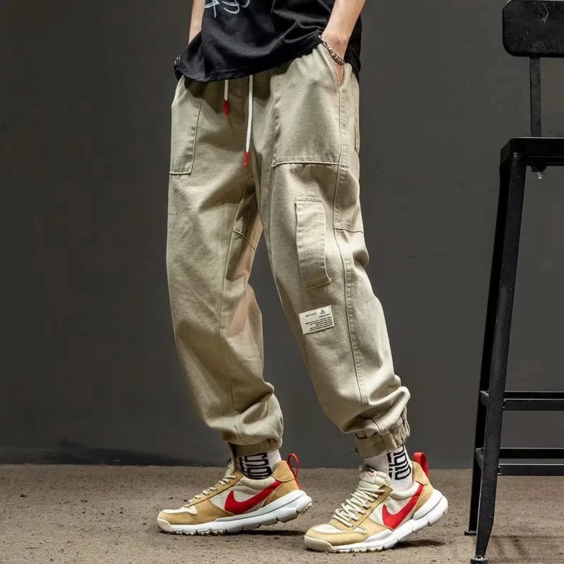 cargo pants streetwear Cargo Pants Men's Spring and Autumn Japanese Fashion Embroidery Standard Cropped Trousers Casual Baggy Pants Korean Clothes slim fit cargo pants