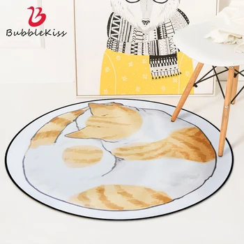 

Bubble Kiss Round Carpet Cat Print Modern Home Living Room Rug Baby Crawl Mat Bedroom Decor Bedside Soft Coffee Table Area Rug
