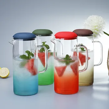 

1000ml colorful glass water pot Cold Glass Water Bottle Jar Kettle Transparent Large apacity Heat Resistant Water tea Pot