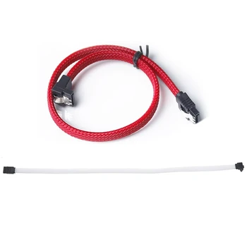 

2 Pcs 50CM SATA 3.0 III SATA3 7Pin Data Cable Right Angle 6Gb/S SSD Cables HDD Hard Disk Data Cord (Red & White)