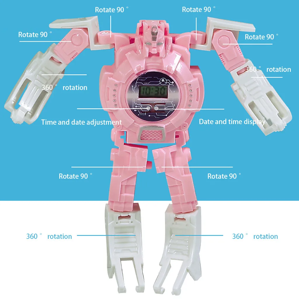 Детские часы детские игрушки ручной трансформации Робот Электронные часы пазл деформированный робот для развития детей