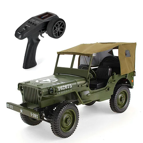 1/10 RC Автомобиль 2,4G 4WD дистанционное управление игрушечные джипы четыре колеса внедорожный военный альпинистский автомобиль армейский литой автомобиль военный автомобиль - Цвет: Зеленый