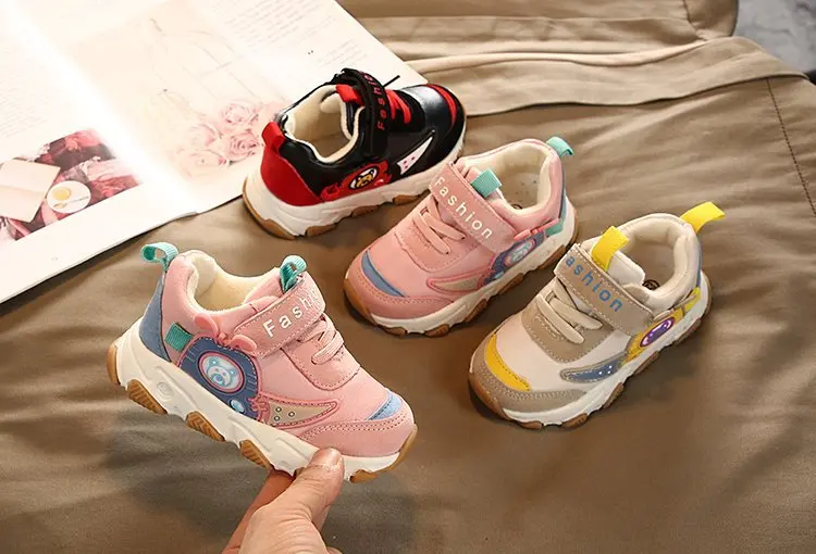 HKXN Children Velvet Warm Sneakers Girls Cotton Shoes Winter New Running Shoes Boys Thick Non-slip Casual Boots Girls