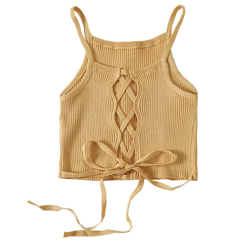 Женский укороченный топ HELIAR трикотажный облегающий на бретельках клубный с