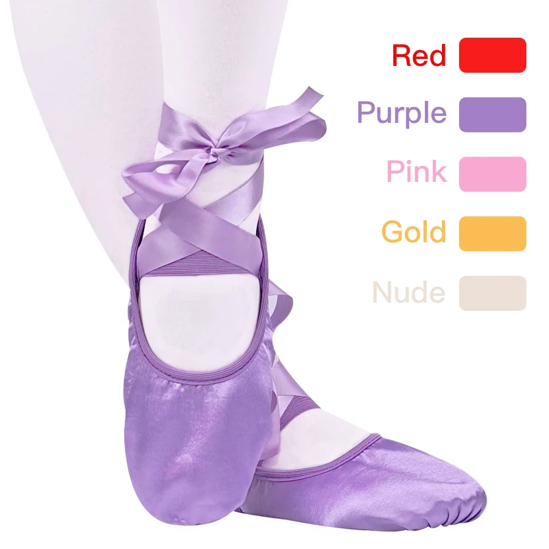 yukigaga Comemore Girls and adult ladies ballerina professional ballet shoes  dance shoes with ribbon women's shoes