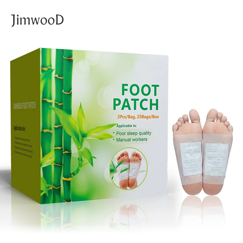 Jimwood 50pcs Patches(25 bags)+50pcs Adhesives Detox Foot Patches Pads Body Toxins Feet Slimming Cleansing HerbalAdhesive