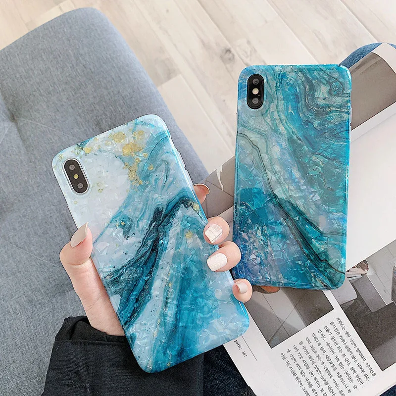 Shell texture Gold blue marble Phone Cases for Huawei P20 P30 lite Pro Mate 20 Pro 30Lite Nova 3 3i 4 5Pro back fundas Capa