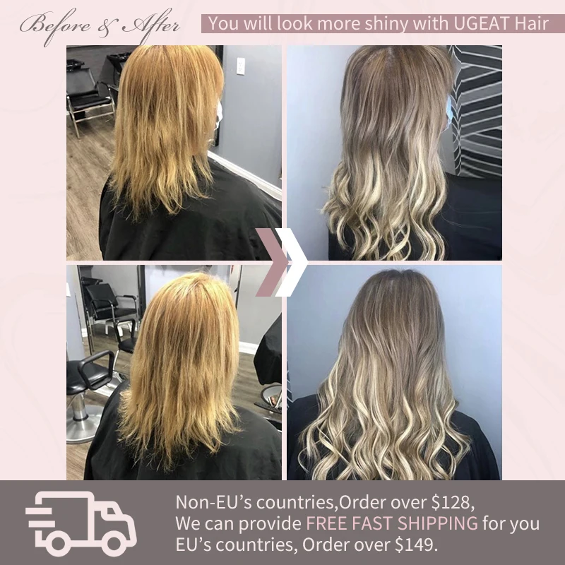 Ugeat Clip In Hair Extensions Human Hair For Women 100% Real Human Balayage Hot Color Full Head Clip in Extension