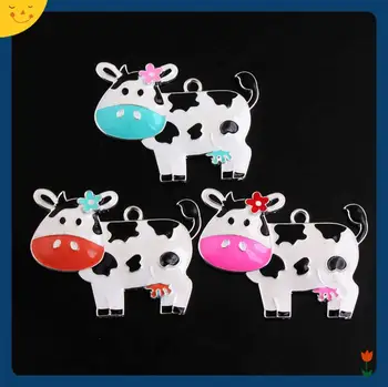 

Doluo DIYJewelry 38*48mm 10pcs Zice Alloy Cow Pendants for Chunky Beads Necklace Enamel Charm for Kids Gift Carton Pendant