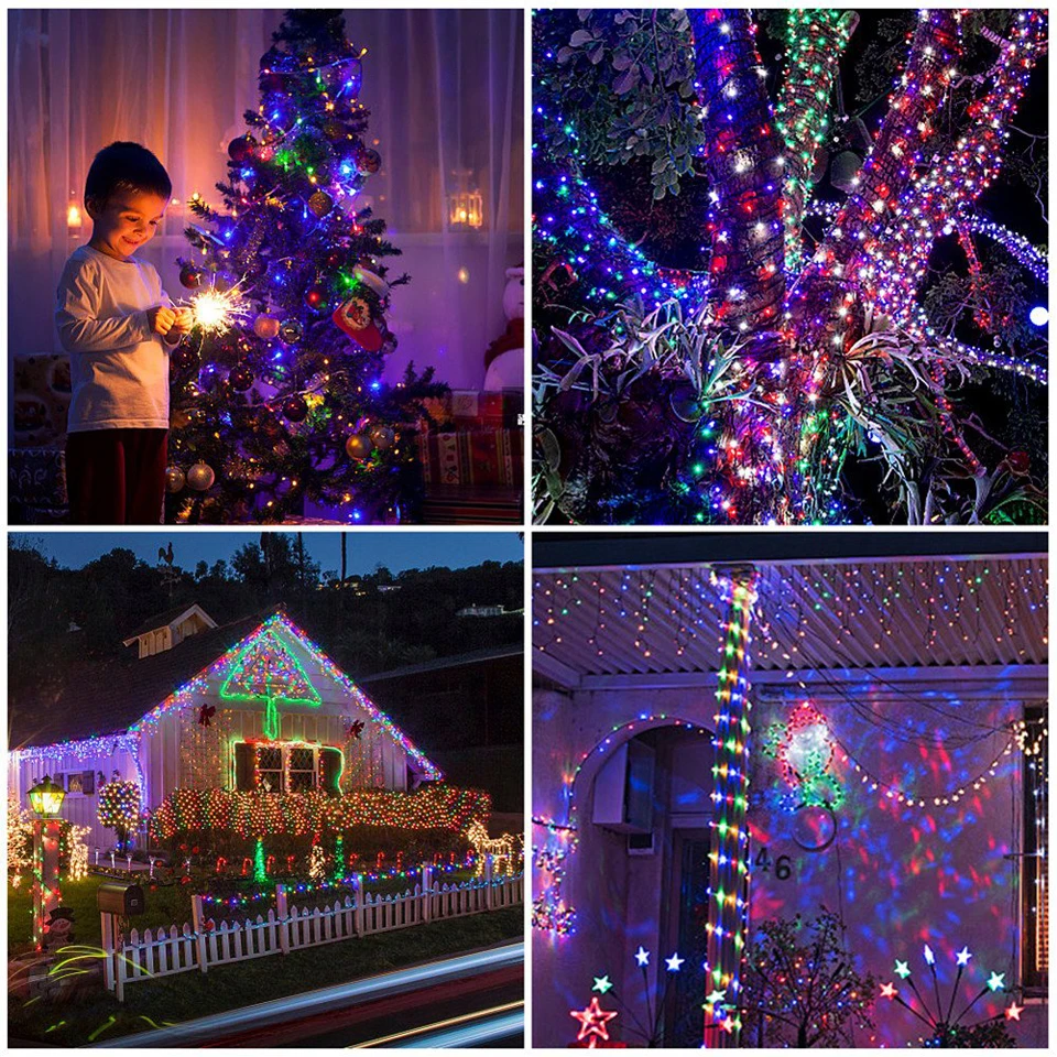 Солнечные гирлянды 20-100LEDs USB медный провод свет сказочные светильники для помещения и улицы водонепроницаемые украшения огни для сада