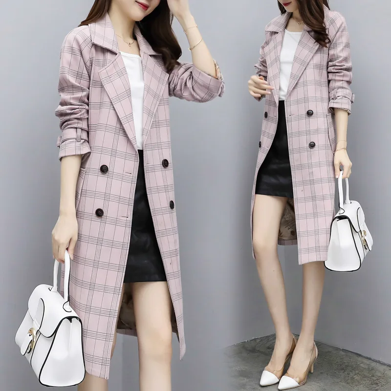

2019 Spring Long Sleeve Loose-Fit Abstract Pattern Half High Collar Mid-length Trend Simple Cool Suede Trench Coat