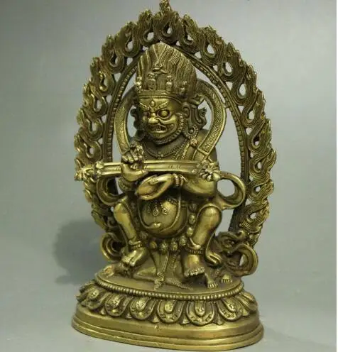 YM 305 Китай Тибетский буддизм латунь Mahakala король конг статуя Будды Хранитель