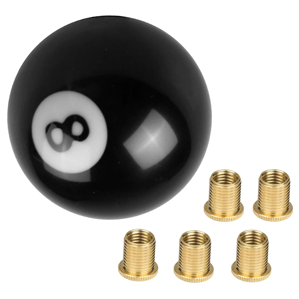 Black 8 Ball M12*1.25 Gear Shifter Shift Knob Boot with M10x1.5 Nuts Insert