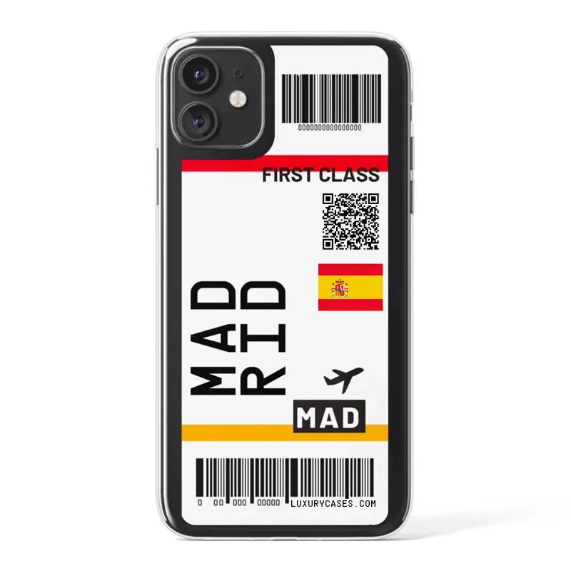 Милый первоклассный чехол для телефона с билетом на самолет для iPhone 11Pro Max 7 8 Plus X XR XS Max, мягкий силиконовый чехол-накладка на заднюю панель - Цвет: MADRID