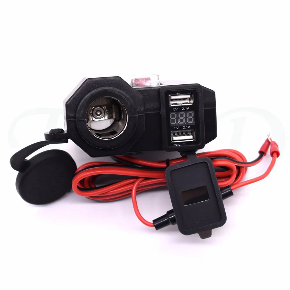

Motorcycle Dual USB Charger with Cigarette Lighter Socket LED Voltmeter waterproof for Yamaha kawasaki Honda Suzuki KTM BMW