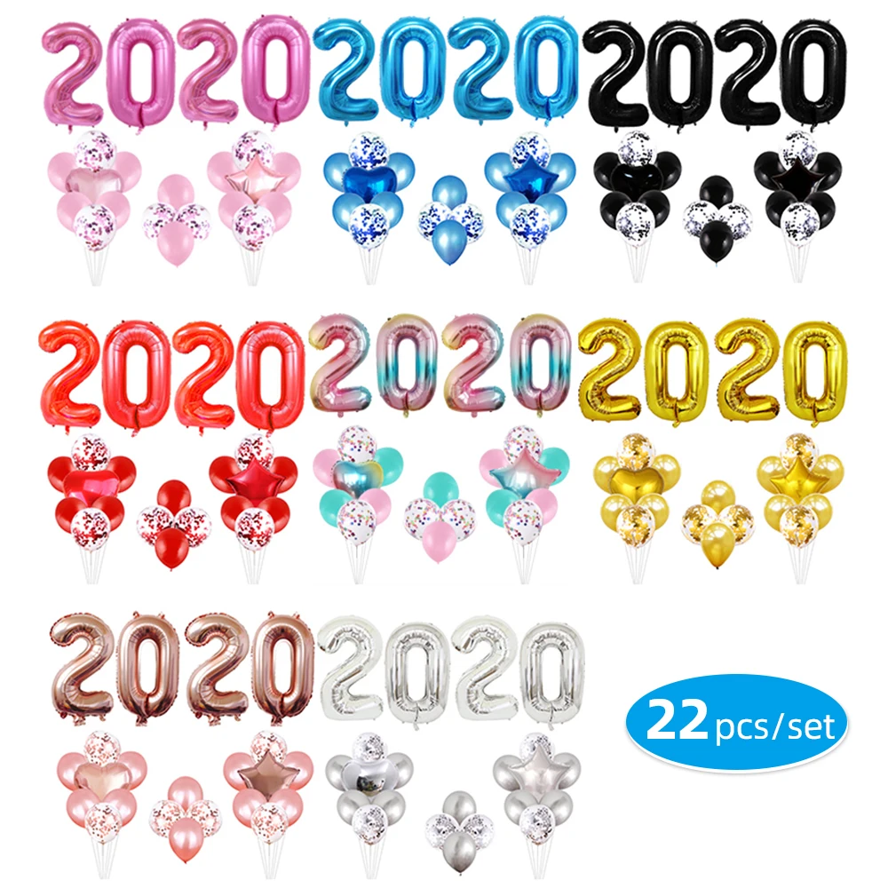 22 шт./компл. 32/40 дюймов надувные шары из алюминиевой фольги 2020 Happy новогоднее