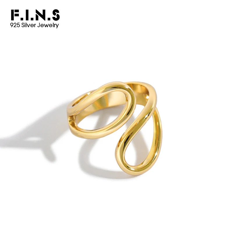 

F.I.N.S Authentic Silver Ring 925 INS Hollowed Drop-Shaped Sterling Silver Finger Rings for Women Fashion Fine Jewelry
