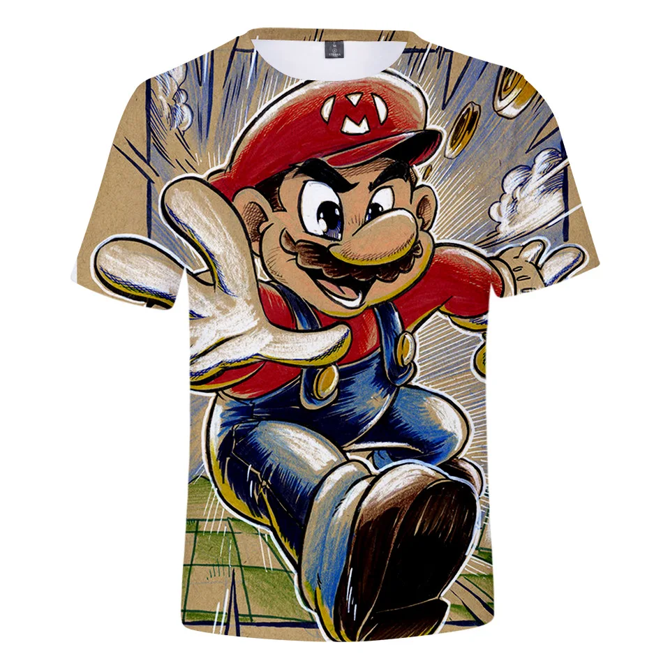 Детская футболка Super Mario Bros Mashup модная летняя детская топ с изображением грибов