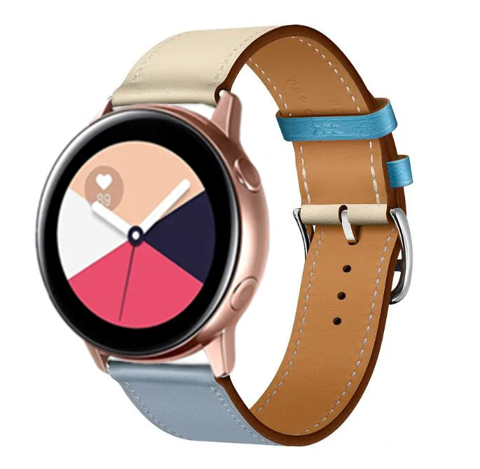 bleu lin craie Кожаный ремешок для Samsung gear S3 s2 sport 20 мм 22 мм ремешок для часов huami amazfit bip huawei gt 2 Galaxy Watch Active 42 мм 46 мм - Цвет ремешка: bleu lin craie