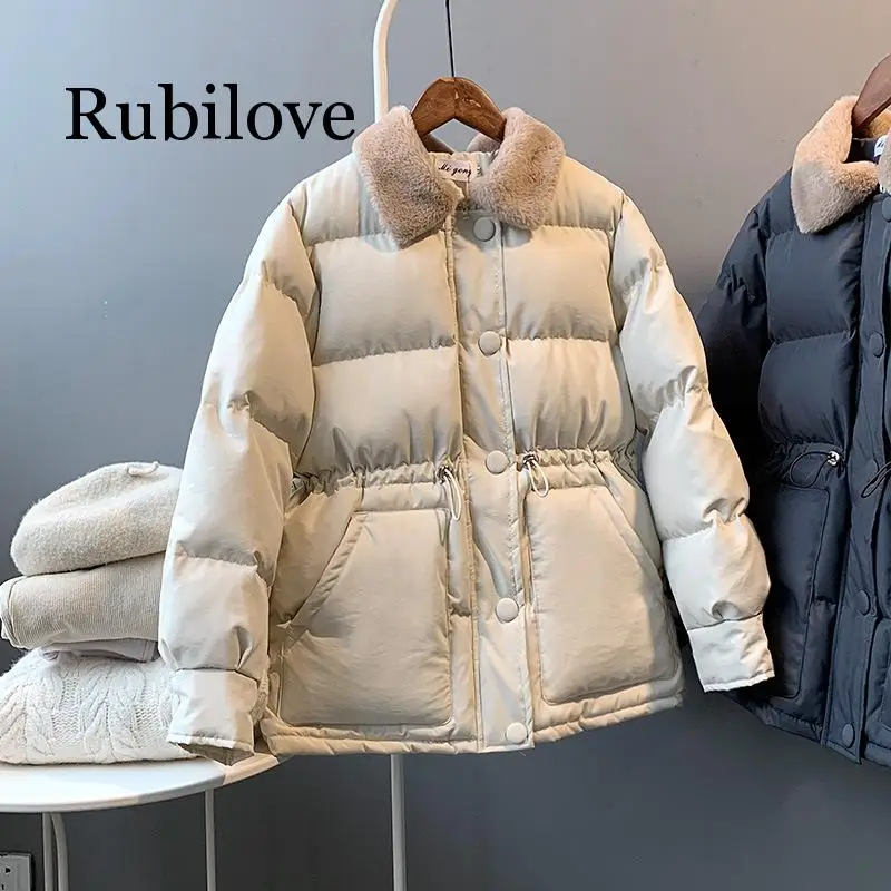 Rubilove, Женское пальто с меховым воротником и хлопковой подкладкой, Дамское теплое Толстое Зимнее пальто, парка, женский пуховик для офиса, леди, офиса, Atti