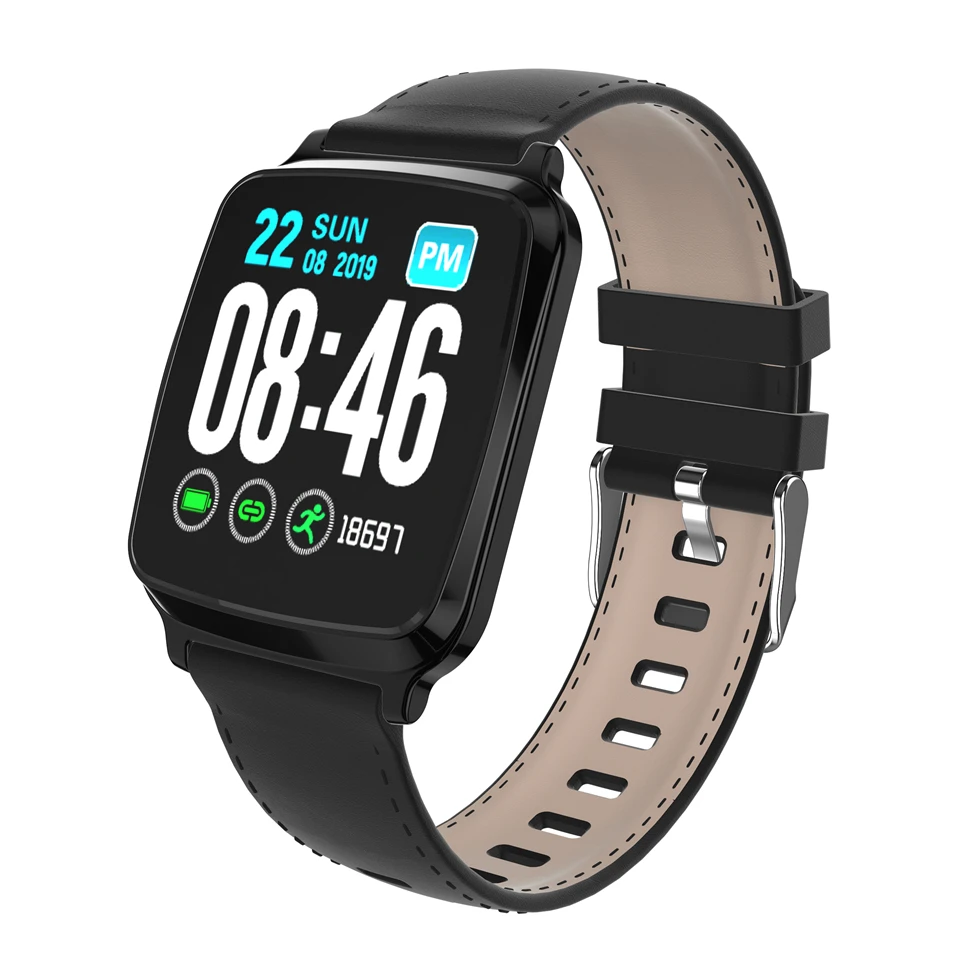 Smart wristband Full screen touch Heart Rate tracker blood pressure Monitor Smart Watch Fitness Bracelet Waterproof Sport band - Цвет: Black