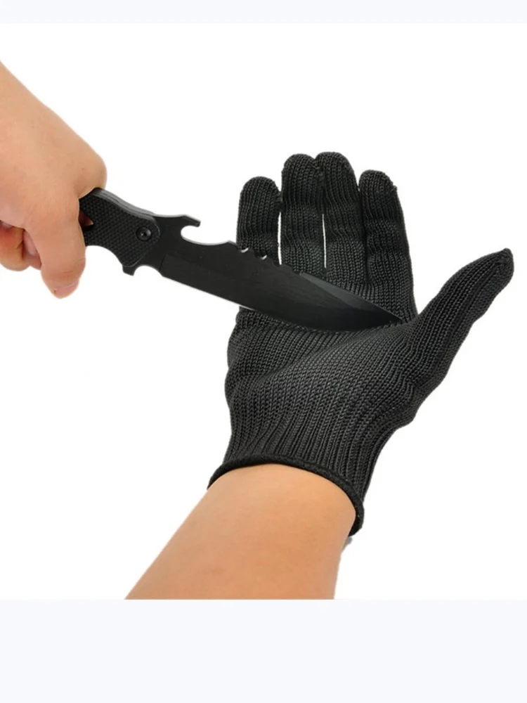 Black 2Pair 2 пары рабочих защитных перчаток, устойчивые к порезам, защитные перчатки с проволокой из нержавеющей стали, защитные металлические тактические перчатки для мясника - Цвет: Black 2Pair