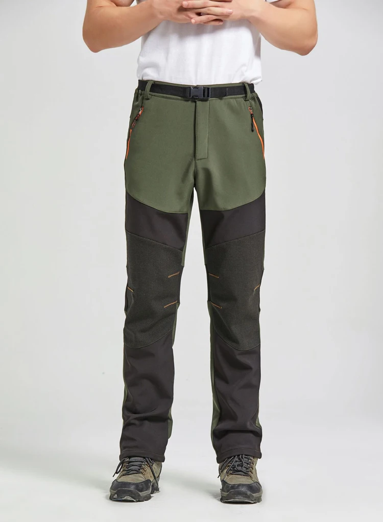 TRVLWEGO Keep Warm Winter Travel Pants Men Outdoor Camping&hiking Pants Soft Shell Waterproof Fleece Windproof Skiing Trousers